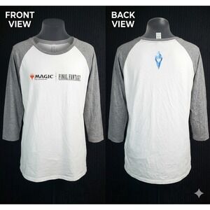 Magic The Gathering Final Fantasy Promo Shirt 4XL Gray White Raglan Baseball Tee